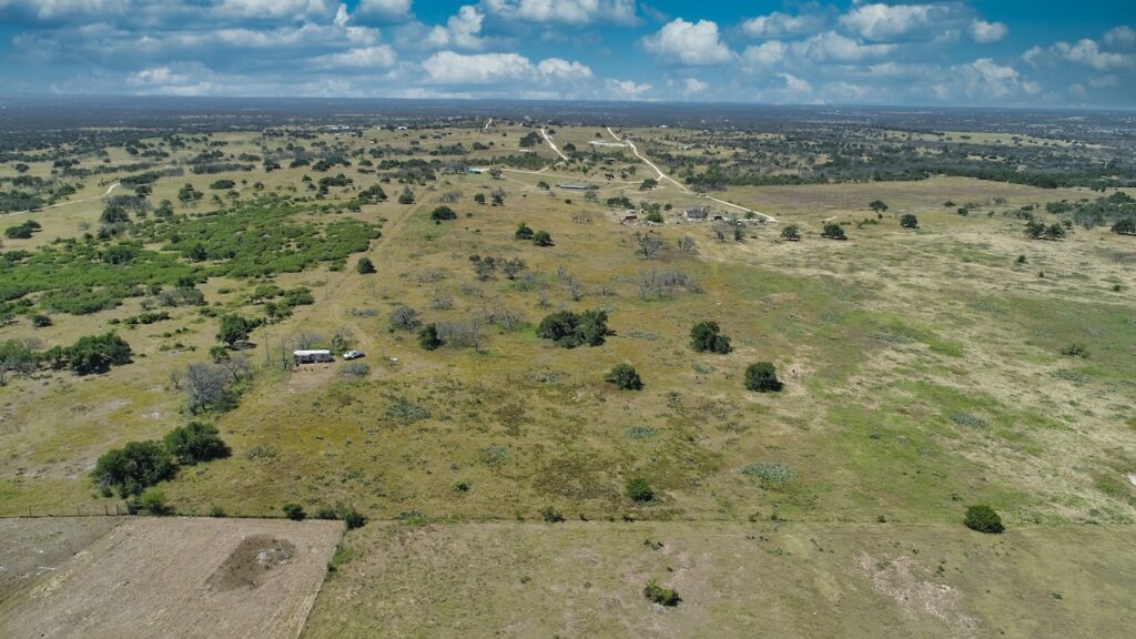 Aerial drone photo of the 12-acre property in Harper, TX