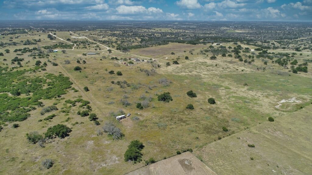 Aerial drone photo of the 12-acre property in Harper, TX