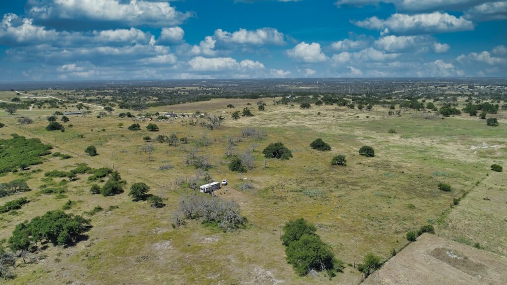 Aerial drone photo of the 12-acre property in Harper, TX