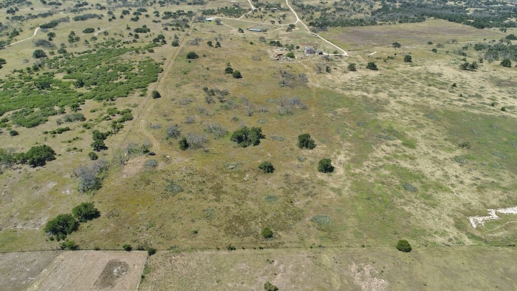 Aerial drone photo of the 12-acre property in Harper, TX