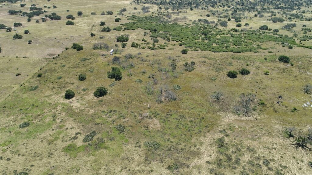 Aerial drone photo of the 12-acre property in Harper, TX