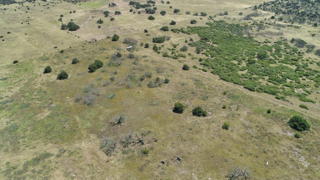Aerial drone photo of the 12-acre property in Harper, TX