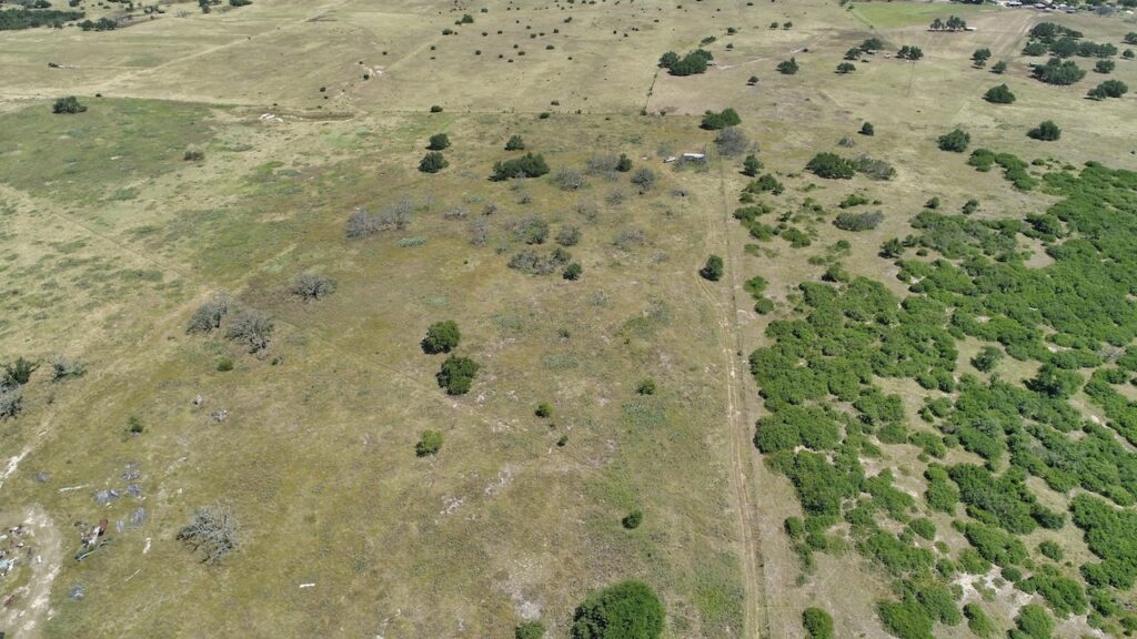 Aerial drone photo of the 12-acre property in Harper, TX