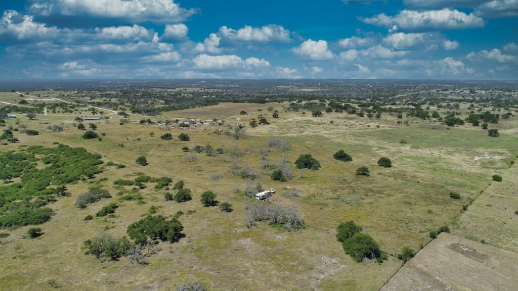 Aerial drone photo of the 12-acre property in Harper, TX